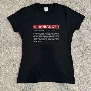 Women’s Small Black Headbanger Graphic T-Shirt